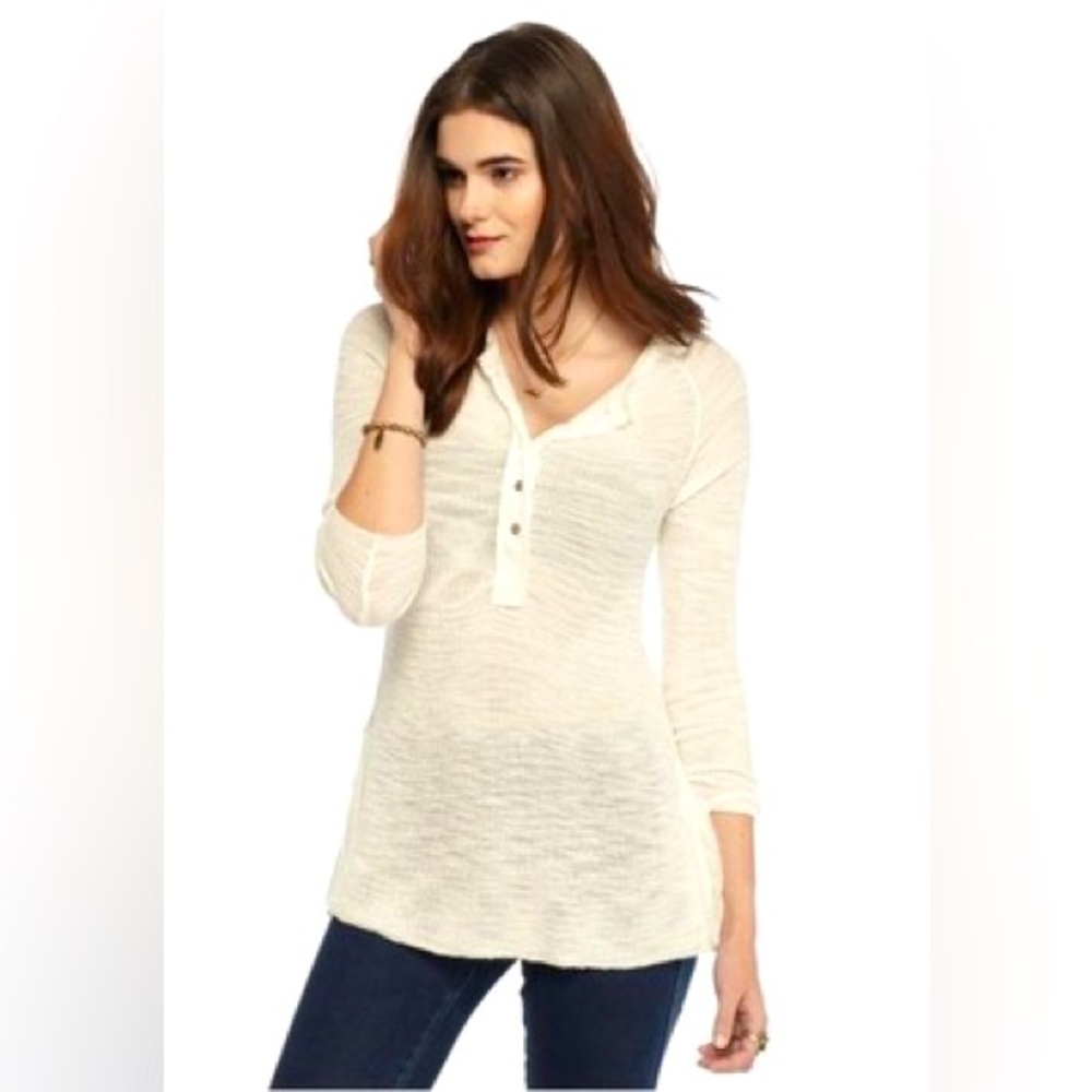 Free People Women Mountain  Song Ivory Henley Neck Sweater size XS